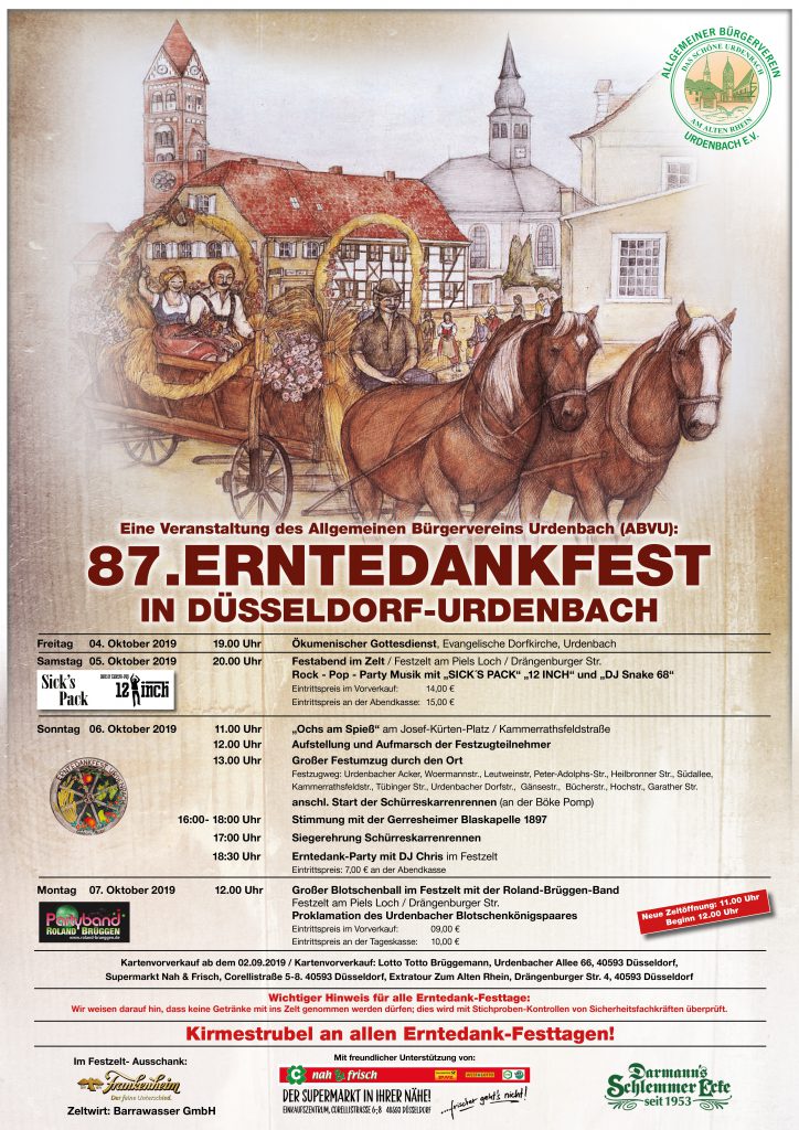 Erntedankfest 2019 Allgemeiner Burgerverein Urdenbach E V